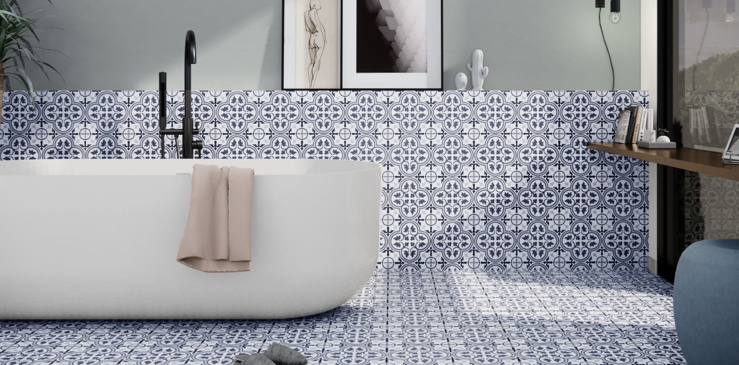 Porcelánico Hampton Blue Mate 45x45